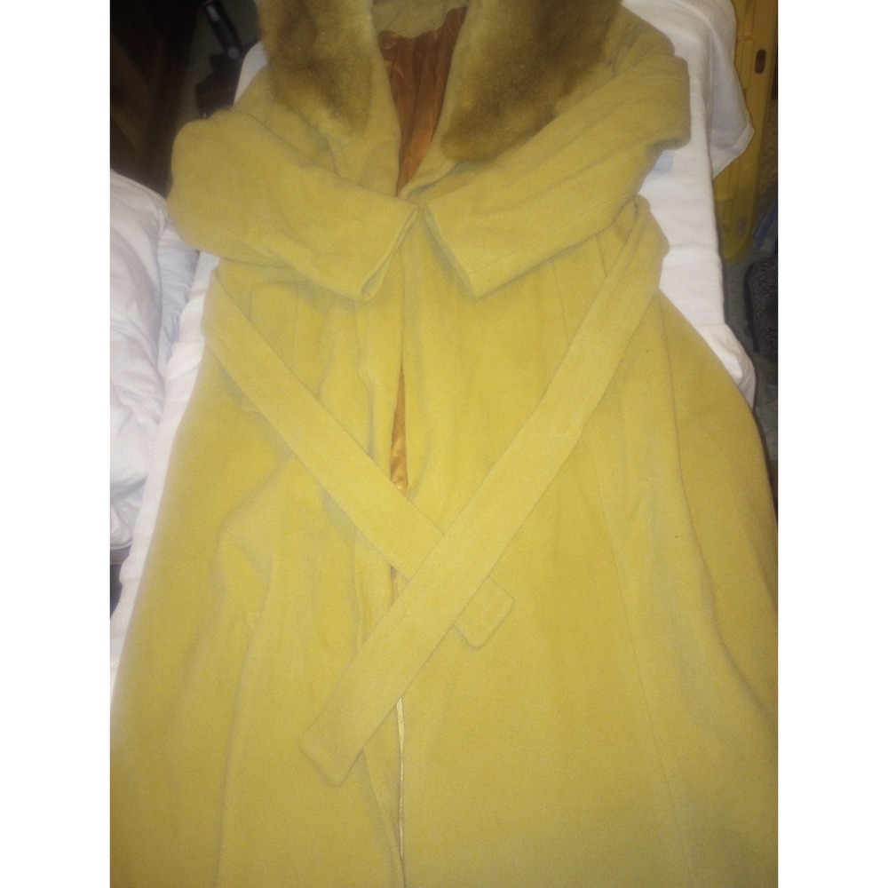 The Ladies Garment Full Length Pea Coat USA Size 12-2 Fur‎ Collar Wool Workers